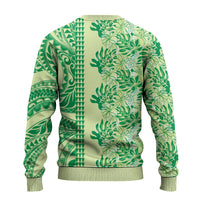 Lime Green Hibiscus Monstera Seamless Kakau Hawaii Ugly Christmas Sweater LT14 - Polynesian Pride
