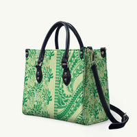 Lime Green Hibiscus Monstera Seamless Kakau Hawaii Leather Bag LT14 Lime Green - Polynesian Pride
