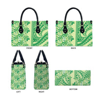 Lime Green Hibiscus Monstera Seamless Kakau Hawaii Leather Bag LT14 - Polynesian Pride