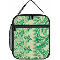 Lime Green Hibiscus Monstera Seamless Kakau Hawaii Lunch Bag LT14 10.2 × 8.3 × 4.3 inch Lime Green - Polynesian Pride