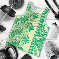 Lime Green Hibiscus Monstera Seamless Kakau Hawaii Men Tank Top LT14 - Polynesian Pride