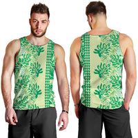 Lime Green Hibiscus Monstera Seamless Kakau Hawaii Men Tank Top LT14 - Polynesian Pride