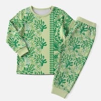 Lime Green Hibiscus Monstera Seamless Kakau Hawaii Christmas Pajama Set LT14 Men Lime Green - Polynesian Pride