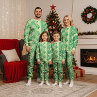 Lime Green Hibiscus Monstera Seamless Kakau Hawaii Christmas Pajama Set LT14 - Polynesian Pride