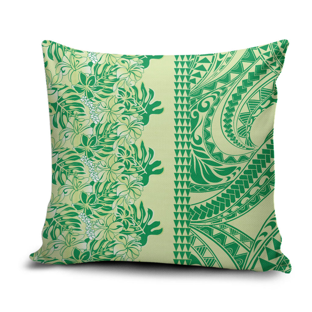 Lime Green Hibiscus Monstera Seamless Kakau Hawaii Pillow Cover LT14 Lime Green - Polynesian Pride