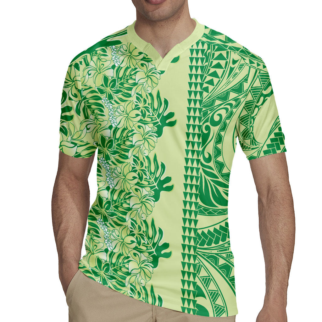 Lime Green Hibiscus Monstera Seamless Kakau Hawaii Rugby Jersey LT14 - Polynesian Pride