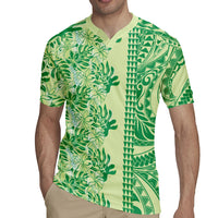 Lime Green Hibiscus Monstera Seamless Kakau Hawaii Rugby Jersey LT14 - Polynesian Pride