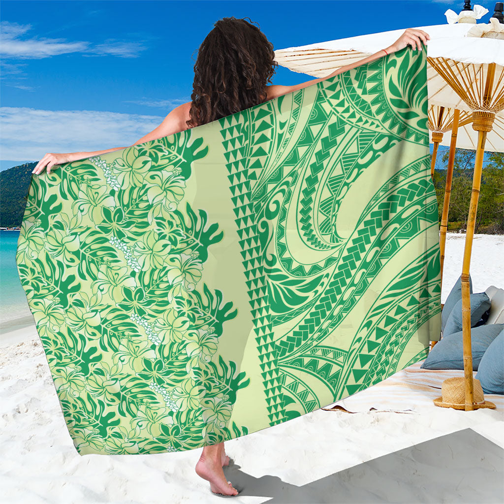 Lime Green Hibiscus Monstera Seamless Kakau Hawaii Sarong LT14 One Size 44 x 66 inches Lime Green - Polynesian Pride