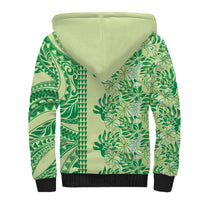 Lime Green Hibiscus Monstera Seamless Kakau Hawaii Sherpa Hoodie LT14 - Polynesian Pride