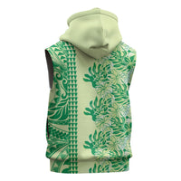Lime Green Hibiscus Monstera Seamless Kakau Hawaii Sleeveless Zip Hoodie LT14 - Polynesian Pride