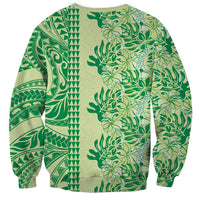 Lime Green Hibiscus Monstera Seamless Kakau Hawaii Sweatshirt LT14 - Polynesian Pride