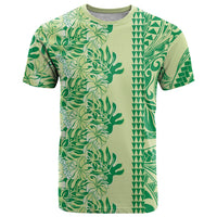 Lime Green Hibiscus Monstera Seamless Kakau Hawaii T Shirt LT14 Lime Green - Polynesian Pride