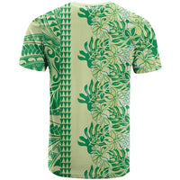 Lime Green Hibiscus Monstera Seamless Kakau Hawaii T Shirt LT14 - Polynesian Pride