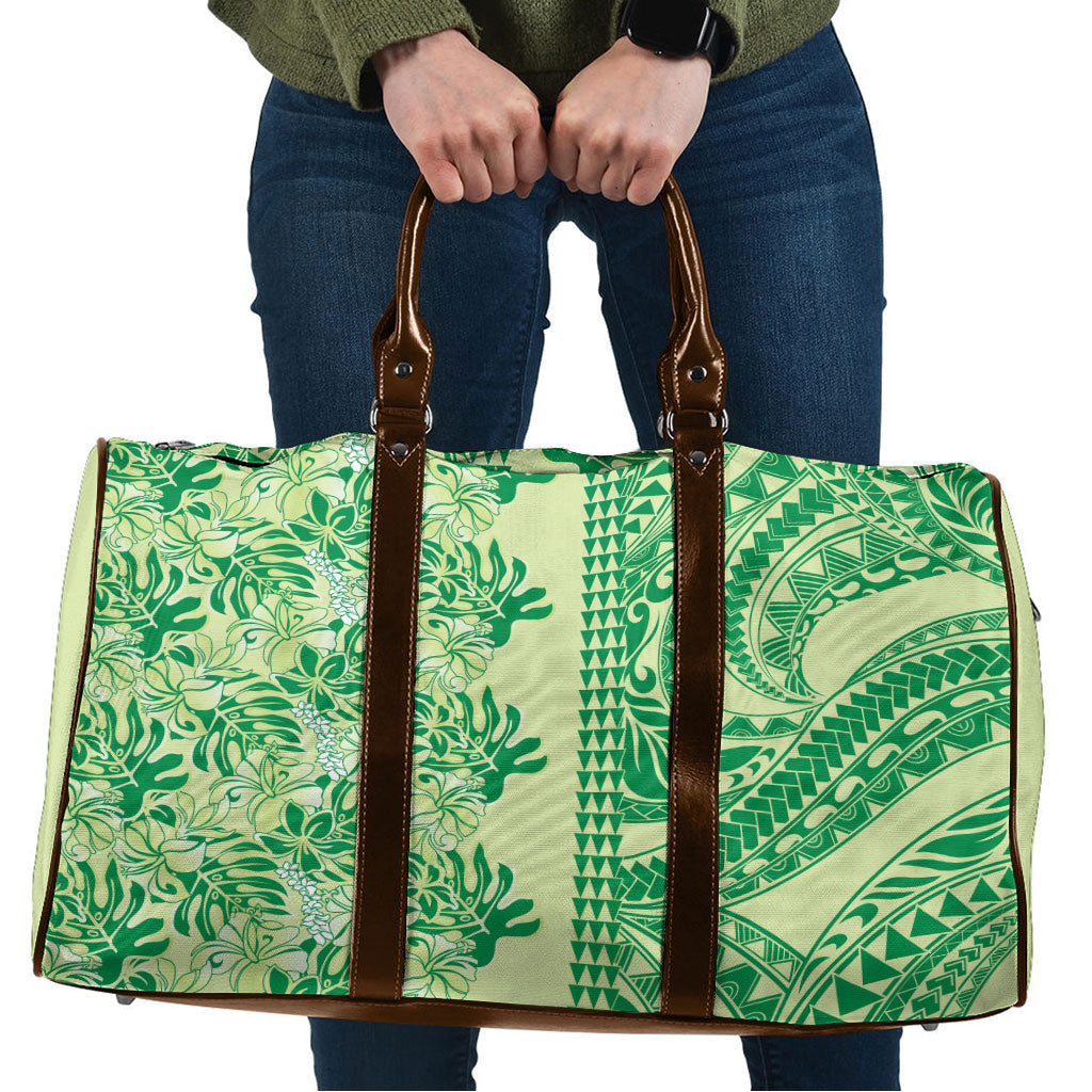 Lime Green Hibiscus Monstera Seamless Kakau Hawaii Travel Bag LT14 Lime Green - Polynesian Pride