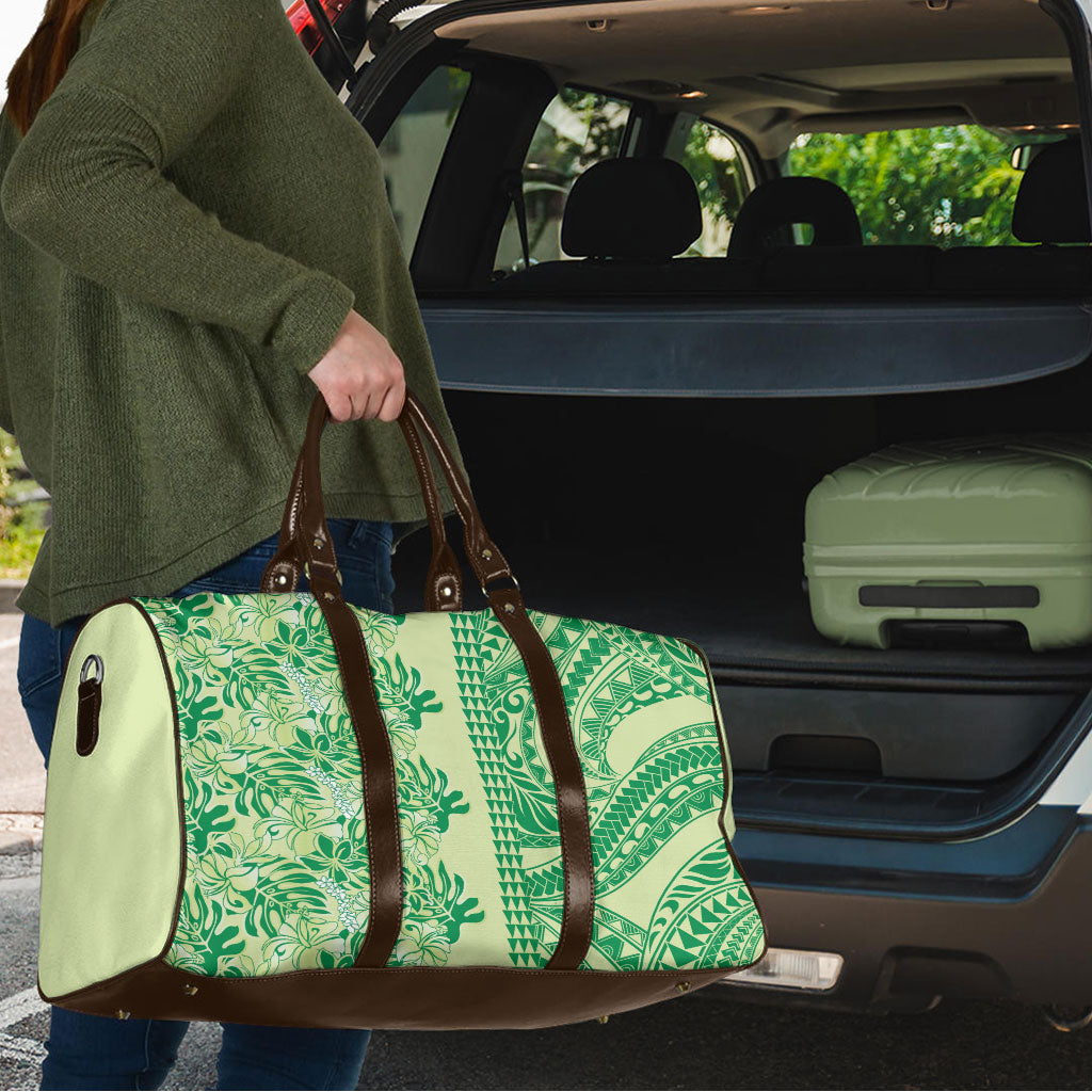 Lime Green Hibiscus Monstera Seamless Kakau Hawaii Travel Bag LT14 - Polynesian Pride