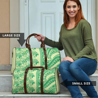Lime Green Hibiscus Monstera Seamless Kakau Hawaii Travel Bag LT14 - Polynesian Pride