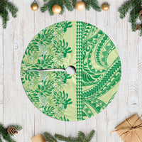 Lime Green Hibiscus Monstera Seamless Kakau Hawaii Tree Skirt LT14 Casual Lime Green - Polynesian Pride