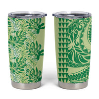 Lime Green Hibiscus Monstera Seamless Kakau Hawaii Tumbler Cup LT14 Lime Green - Polynesian Pride