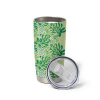 Lime Green Hibiscus Monstera Seamless Kakau Hawaii Tumbler Cup LT14 - Polynesian Pride