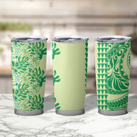 Lime Green Hibiscus Monstera Seamless Kakau Hawaii Tumbler Cup LT14 - Polynesian Pride