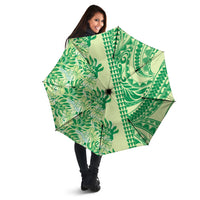 Lime Green Hibiscus Monstera Seamless Kakau Hawaii Umbrella LT14 - Polynesian Pride