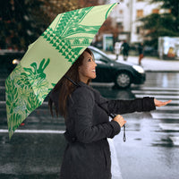 Lime Green Hibiscus Monstera Seamless Kakau Hawaii Umbrella LT14 - Polynesian Pride