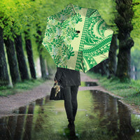 Lime Green Hibiscus Monstera Seamless Kakau Hawaii Umbrella LT14 - Polynesian Pride