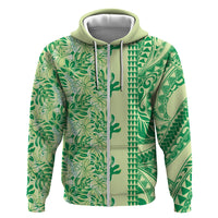 Lime Green Hibiscus Monstera Seamless Kakau Hawaii Zip Hoodie LT14 Zip Hoodie Lime Green - Polynesian Pride