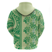 Lime Green Hibiscus Monstera Seamless Kakau Hawaii Zip Hoodie LT14 - Polynesian Pride