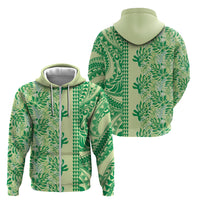 Lime Green Hibiscus Monstera Seamless Kakau Hawaii Zip Hoodie LT14 - Polynesian Pride