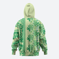 Lime Green Hibiscus Monstera Seamless Kakau Hawaii Zip Hoodie LT14 - Polynesian Pride
