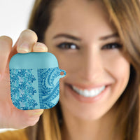 Cyan Hibiscus Monstera Seamless Kakau Hawaii AirPods Case LT14 - Polynesian Pride