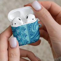 Cyan Hibiscus Monstera Seamless Kakau Hawaii AirPods Case LT14 - Polynesian Pride