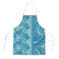 Cyan Hibiscus Monstera Seamless Kakau Hawaii Apron LT14 Cyan - Polynesian Pride