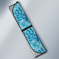 Cyan Hibiscus Monstera Seamless Kakau Hawaii Auto Sun Shade LT14 - Polynesian Pride
