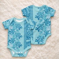 Cyan Hibiscus Monstera Seamless Kakau Hawaii Baby Onesie LT14 - Polynesian Pride