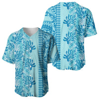 Cyan Hibiscus Monstera Seamless Kakau Hawaii Baseball Jersey LT14 - Polynesian Pride