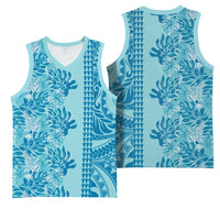 Cyan Hibiscus Monstera Seamless Kakau Hawaii Basketball Jersey LT14 - Polynesian Pride