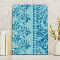 Cyan Hibiscus Monstera Seamless Kakau Hawaii Canvas Wall Art LT14 Without Frame Cyan - Polynesian Pride