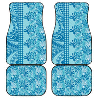 Cyan Hibiscus Monstera Seamless Kakau Hawaii Car Mats LT14 - Polynesian Pride