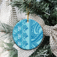 Cyan Hibiscus Monstera Seamless Kakau Hawaii Ceramic Ornament LT14 - Polynesian Pride