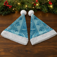 Cyan Hibiscus Monstera Seamless Kakau Hawaii Christmas Santa Hat LT14 - Polynesian Pride