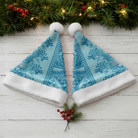 Cyan Hibiscus Monstera Seamless Kakau Hawaii Christmas Santa Hat LT14 - Polynesian Pride