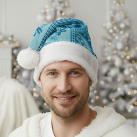 Cyan Hibiscus Monstera Seamless Kakau Hawaii Christmas Santa Hat LT14 - Polynesian Pride