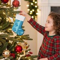 Cyan Hibiscus Monstera Seamless Kakau Hawaii Christmas Stocking