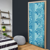 Cyan Hibiscus Monstera Seamless Kakau Hawaii Door Cover LT14 - Polynesian Pride