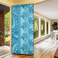 Cyan Hibiscus Monstera Seamless Kakau Hawaii Door Cover LT14 - Polynesian Pride