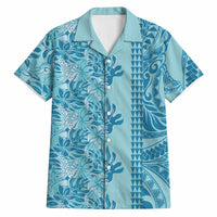 Cyan Hibiscus Monstera Seamless Kakau Hawaii Hawaiian Shirt LT14 Cyan - Polynesian Pride