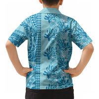 Cyan Hibiscus Monstera Seamless Kakau Hawaii Hawaiian Shirt LT14 - Polynesian Pride