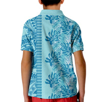 Cyan Hibiscus Monstera Seamless Kakau Hawaii Kid Polo Shirt LT14 - Polynesian Pride